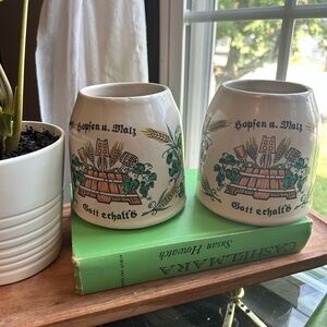 RARE Vintage Ceramic Beer Steins-"Hopfen u. Malz / Gott erhalt's